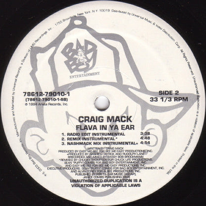 Craig Mack - Flava In Ya Ear (VINYL 12" BAD BOY ENTERTAINMENT 78612-79010-1 2003) | USED Very Good Plus (VG+) Near Mint (NM)-