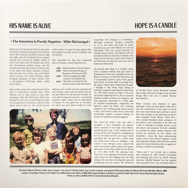 His Name Is Alive - Hope Is A Candle (Home Recordings 1985-1990 Vol. 3) | Mint (M) Mint (M)-