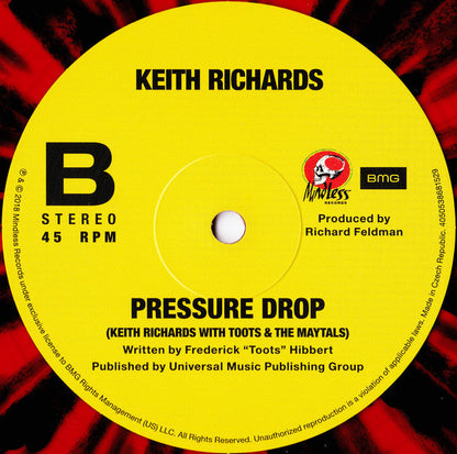 Keith Richards - Run Rudolph Run / The Harder They Come / Pressure Drop (Red & Black Splatter Vinyl 12") | Mint (M) Mint (M)-