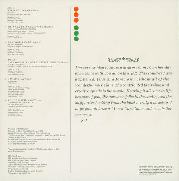 Samara Joy - A Joyful Holiday (COLOR VINYL) | Mint (M) Mint (M)-