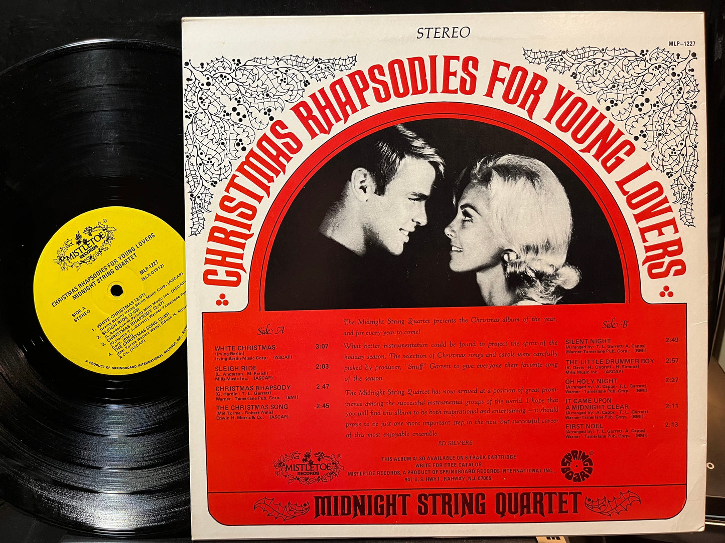 Midnight String Quartet - Christmas Rhapsodies For Young Lovers (VINYL LP MISTLETOE MLP-1227 1976) | USED Excellent+ (EX+) Near Mint (NM)-