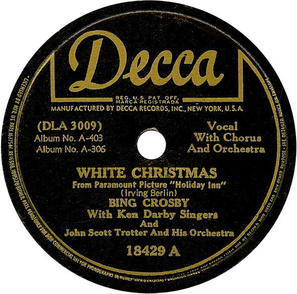 Bing Crosby - White Christmas / Let's Start The New Year Right (10" 78RPM) | Good Plus (G+) Generic-