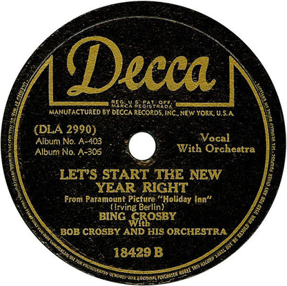 Bing Crosby - White Christmas / Let's Start The New Year Right (10" 78RPM) | Good Plus (G+) Generic-