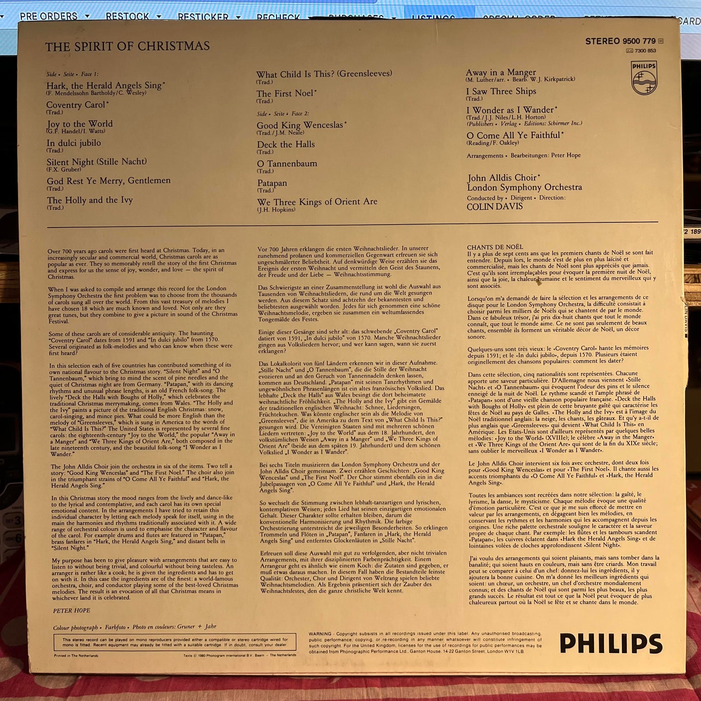 London Symphony Orchestra - The Spirit Of Christmas (Die Schönsten Weihnachtsmelodien) *HOLLAND* | Near Mint (NM) Excellent (EX)-