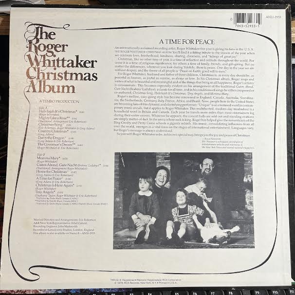 Roger Whittaker - The Roger Whittaker Christmas Album (VINYL) | Near Mint (NM) Near Mint (NM)-