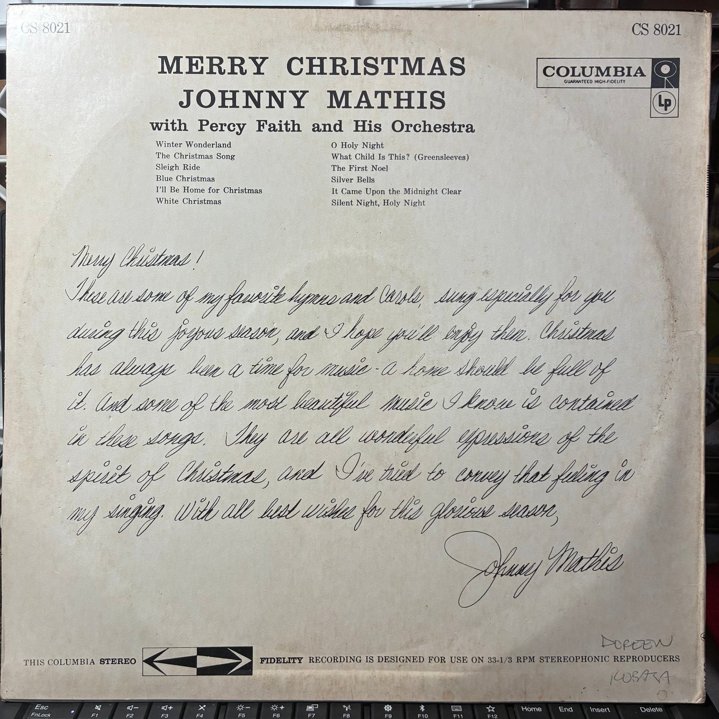 Johnny Mathis - Merry Christmas (VINYL) | Very Good Plus (VG+) Very Good Plus (VG+)-