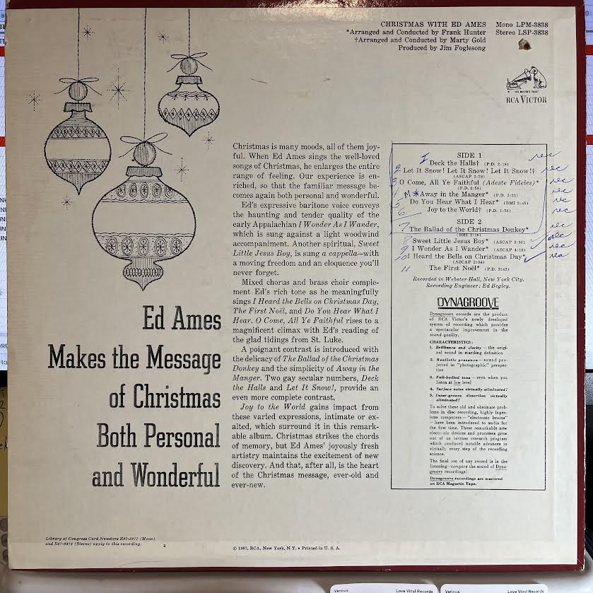 Ed Ames - Christmas With Ed Ames | Very Good Plus (VG+) Excellent+ (EX+)-