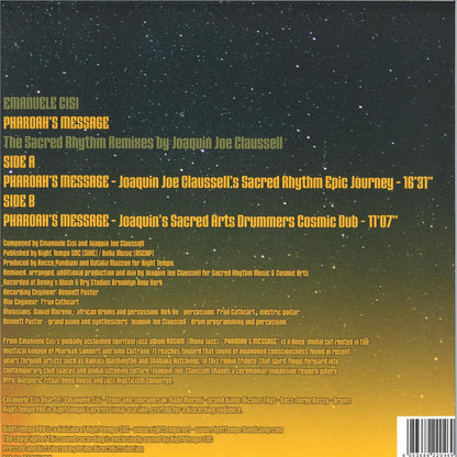 Emanuele Cisi - Pharoah’s Message – Joe Claussell Sacred Rhythm Remixes (VINYL 12" Right Tempo Pro RT004PRO 2026) | Mint (M) Mint (M)-