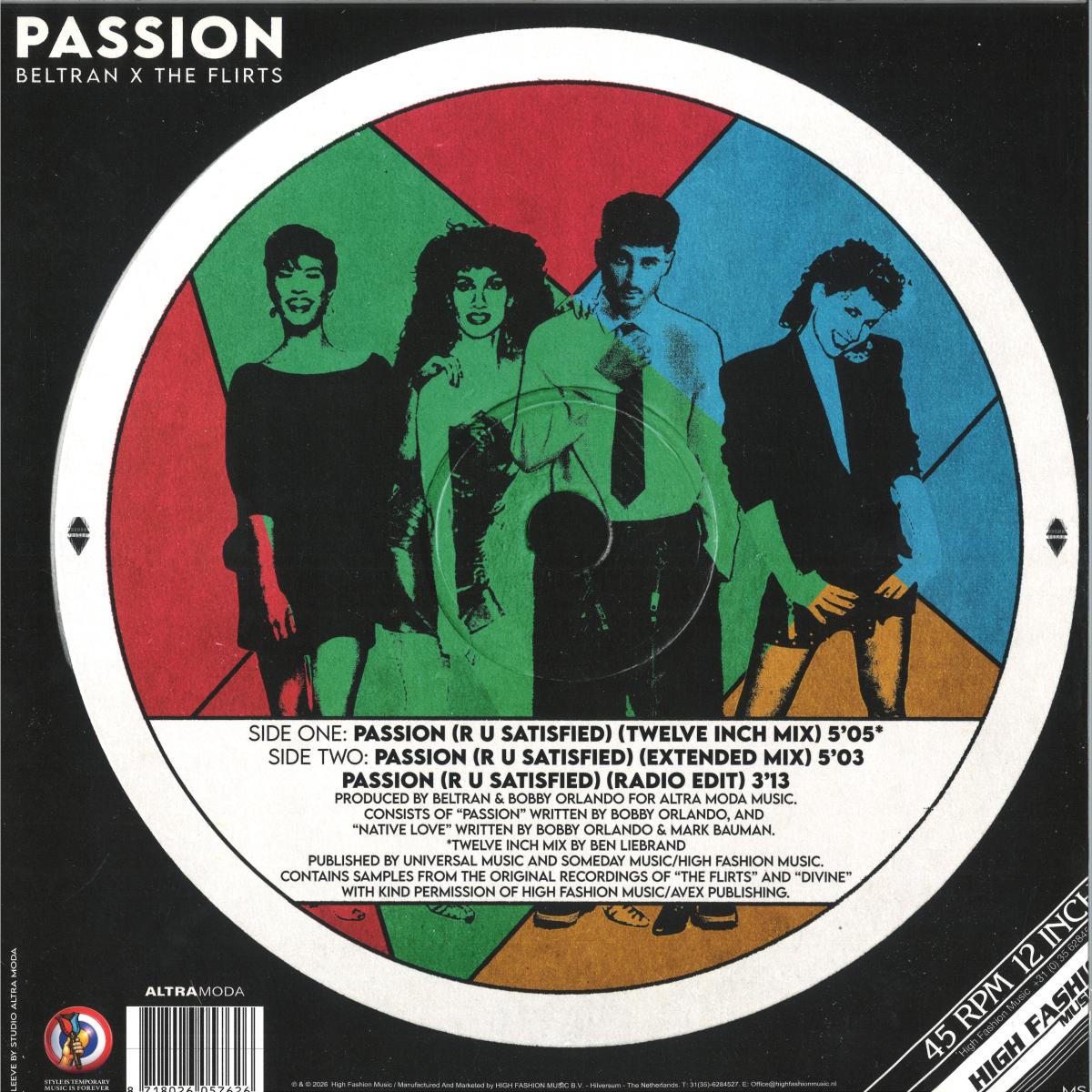 Beltran X The Flirts - Passion (R U Satisfied) (VINYL 12" High Fashion Music MS551 2026) | NEW-
