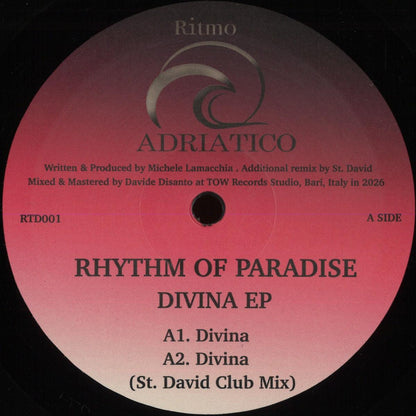 Rhythm Of Paradise - (PRESALE TBD) Divina EP (VINYL 12" Ritmo Adriatico RTD001) | NEW Mint (M) Mint (M)-