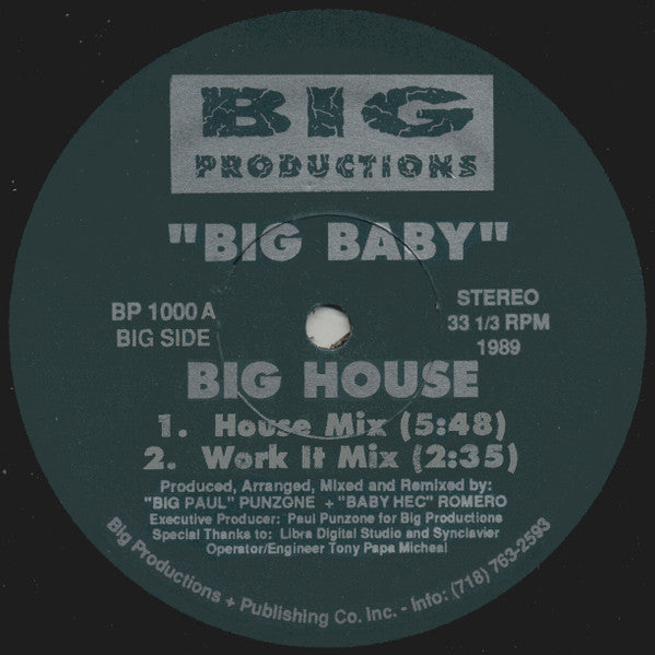 Big Baby - Big House (VINYL LP) | Excellent+ (EX+) Generic-