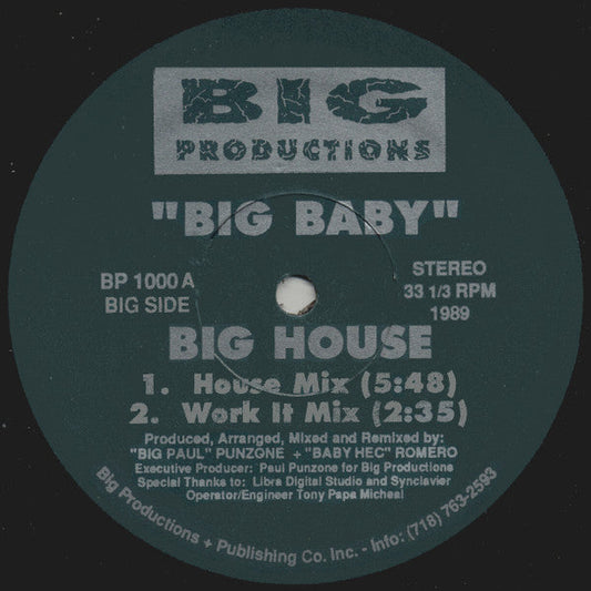 Big Baby - Big House (VINYL LP) | Excellent+ (EX+) Generic-
