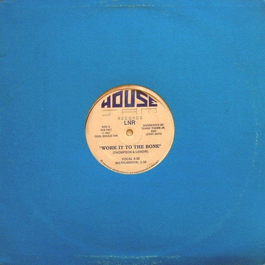 LNR - Work It To The Bone (VINYL 12" HOUSE JAM HJA 8803 1988) | USED Excellent (EX) Generic-