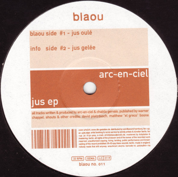 Arc-En-Ciel - Jus EP (VINYL) | Excellent (EX)-