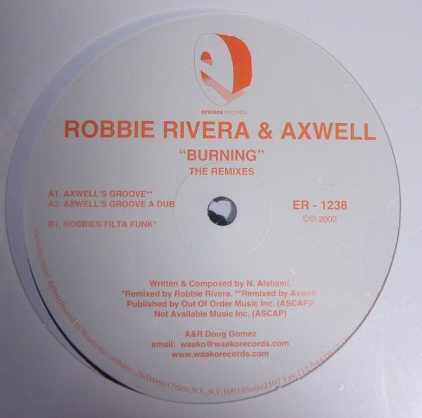 Robbie Rivera - Burning (The Remixes) (VINYL) | Near Mint- (NM-) Excellent+ (EX+)-