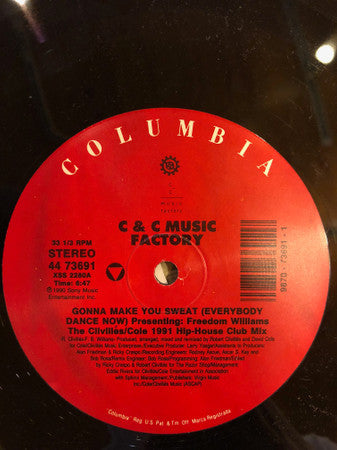 C & C Music Factory* Presenting Freedom Williams - Gonna Make You Sweat (Everybody Dance Now) (1991 Remix)(VINYL 12" COLUMBIA 44 73691) | USED Near Mint (NM or M-) Generic-