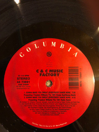 C & C Music Factory* Presenting Freedom Williams - Gonna Make You Sweat (Everybody Dance Now) (1991 Remix)(VINYL 12" COLUMBIA 44 73691) | USED Near Mint (NM or M-) Generic-