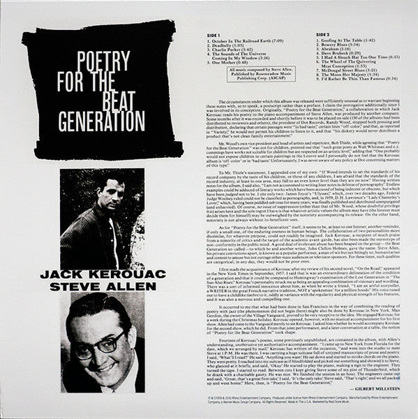 Jack Kerouac & Steve Allen (3) - Poetry For The Beat Generation | Mint (M) Mint (M)-