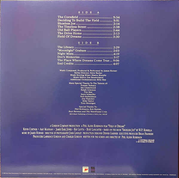 James Horner - Field Of Dreams (Original Motion Picture Soundtrack) | Mint (M) Mint (M)-
