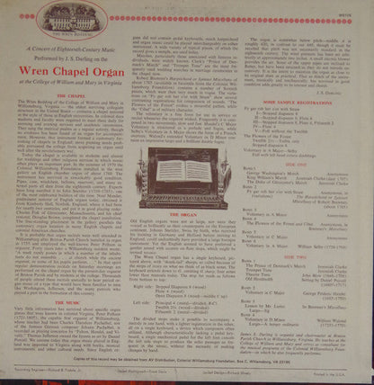 A Concert Of Eighteenth-Century Music Performed By J. S. Darling On The Wren Chapel Organ At The College Of William And Mary In Virginia | Near Mint (NM) Very Good Plus (VG+)-