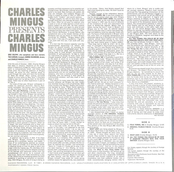 Charles Mingus - Charles Mingus Presents Charles Mingus | Mint (M) Mint (M)-