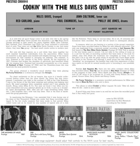Miles Davis - (PRESALE 8/14/26) Cookin' with the Miles Davis Quintet (Original Jazz Classics Series)(180G VINYL LP CRAFT 2026) | NEW Mint (M) Mint (M)-