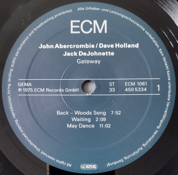 John Abercrombie, Dave Holland, Jack DeJohnette - Gateway (VINYL) *DISCOUNTED* |-