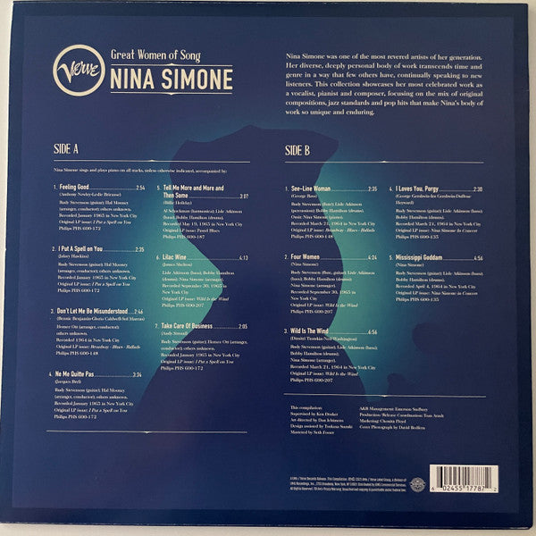 Nina Simone - Great Women Of Song (TRANSLUCENT BLUE W/ BLACK SWIRL VINYL) | Mint (M) Mint (M)-