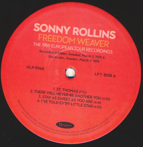Sonny Rollins - Freedom Weaver (The 1959 European Tour Recordings) | Mint (M) Mint (M)-