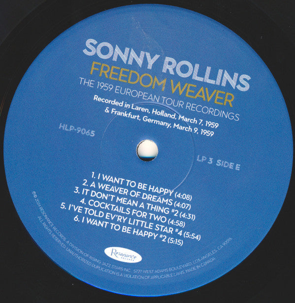 Sonny Rollins - Freedom Weaver (The 1959 European Tour Recordings) | Mint (M) Mint (M)-