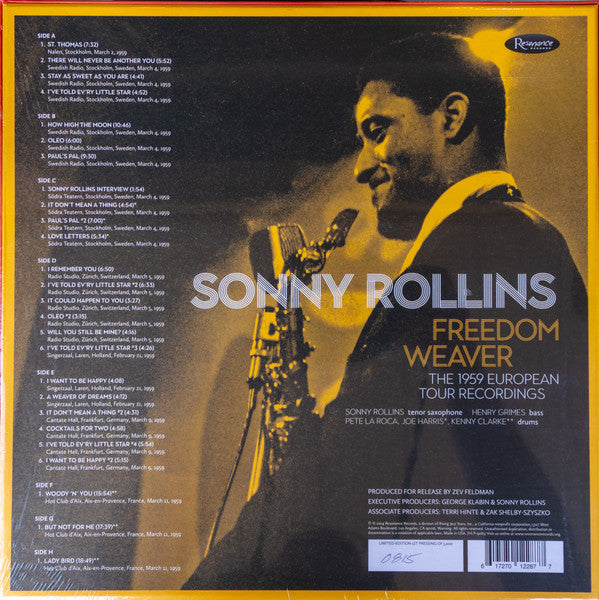 Sonny Rollins - Freedom Weaver (The 1959 European Tour Recordings) | Mint (M) Mint (M)-