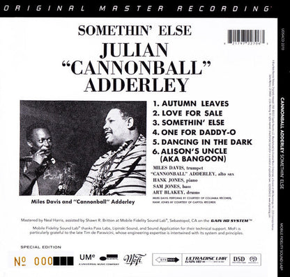 Cannonball Adderley - Somethin' Else (SACD / 6 TRACK CORRECTION) | Mint (M) Mint (M)-
