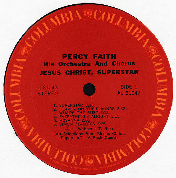 Percy Faith And His Orchestra And Chorus - Jesus Christ, Superstar | Mint (M) Near Mint (NM)-