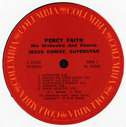 Percy Faith And His Orchestra And Chorus - Jesus Christ, Superstar | Mint (M) Near Mint (NM)-