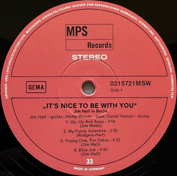 Jim Hall - It's Nice To Be With You (Jim Hall In Berlin) (VINYL) | Mint (M) Mint (M)-