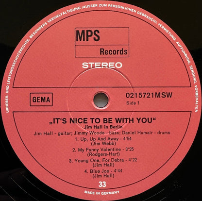 Jim Hall - It's Nice To Be With You (Jim Hall In Berlin) (VINYL) | Mint (M) Mint (M)-