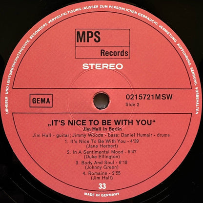 Jim Hall - It's Nice To Be With You (Jim Hall In Berlin) (VINYL) | Mint (M) Mint (M)-