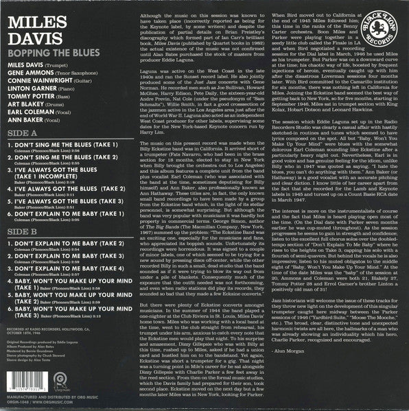 Miles Davis - Bopping The Blues (180 GRAM VINYL) | Mint (M) Mint (M)-