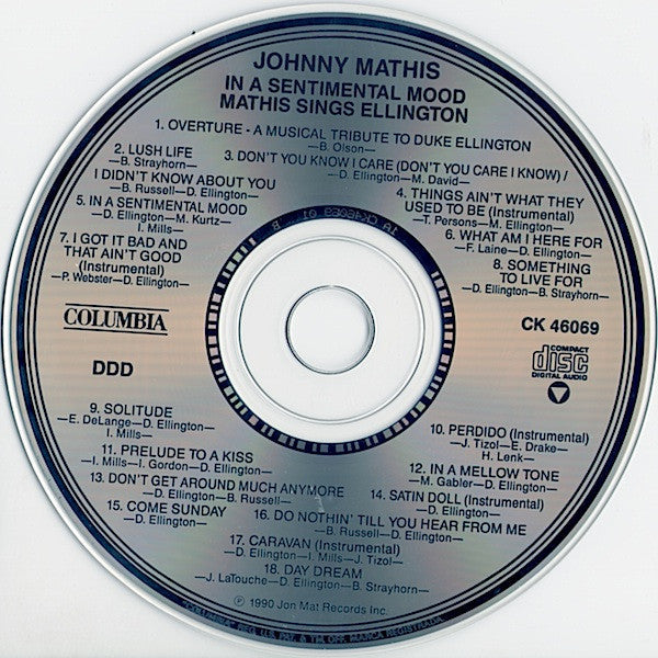 Johnny Mathis - In A Sentimental Mood: Mathis Sings Ellington (CD) | Excellent (EX) Excellent+ (EX+)-