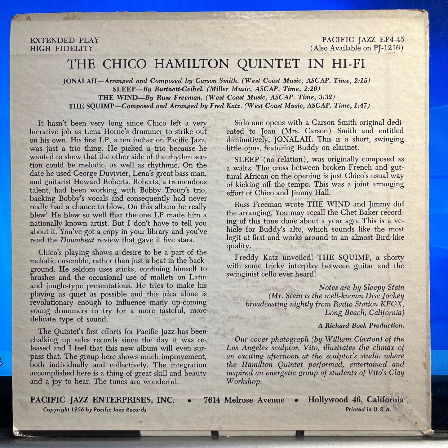 The Chico Hamilton Quintet - Chico Hamilton Quintet in Hi Fi *7"* | Excellent (EX) Excellent (EX)-
