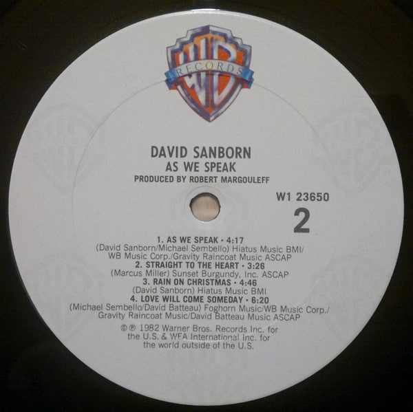 David Sanborn - As We Speak (VINYL) | Excellent (EX) Excellent+ (EX+)-