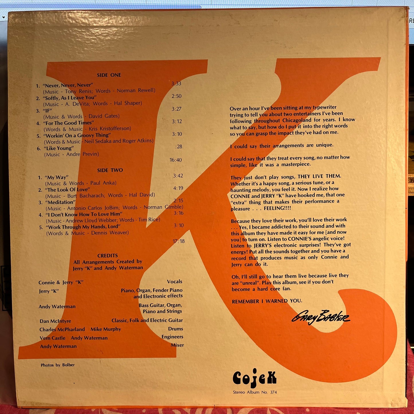 Connie & Jerry "K" - Album Premiere | Excellent (EX) Near Mint (NM)-