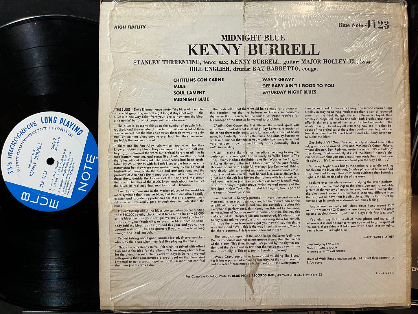 Kenny Burrell - Midnight Blue (VINYL LP Blue Note BLP 4123 1963) | Excellent (EX) Excellent+ (EX+)-