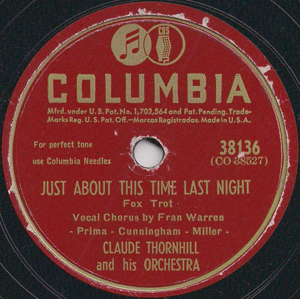 Claude Thornhill And His Orchestra - Just About This Time Last Night / Robbins' Nest (10" 78RPM RECORD) | Excellent (EX) Excellent (EX)-