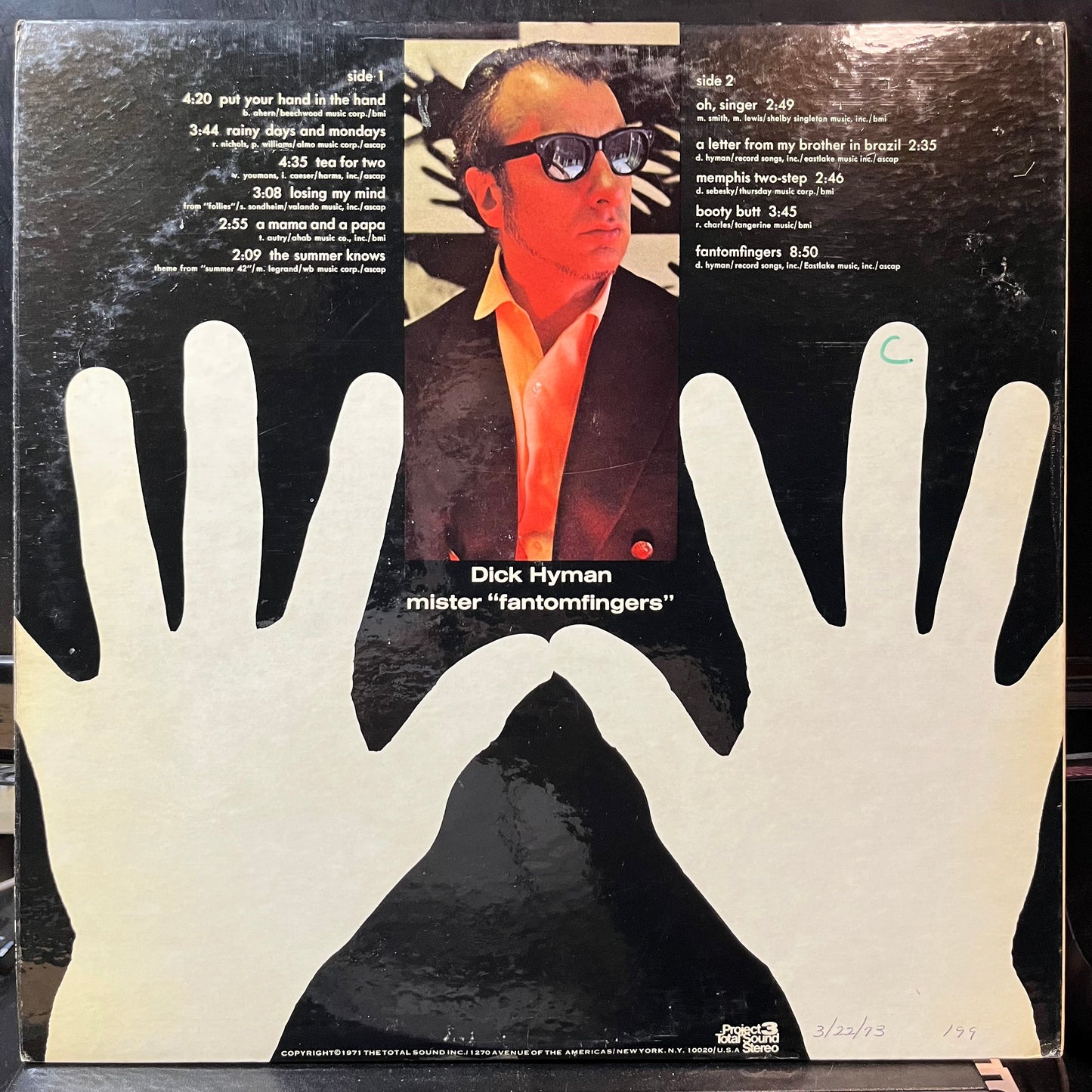 Dick Hyman - Fantomfingers (VINYL LP PROJECT 3 PR 5057 SD 1971) | USED Near Mint- (NM-) Near Mint- (NM-)-