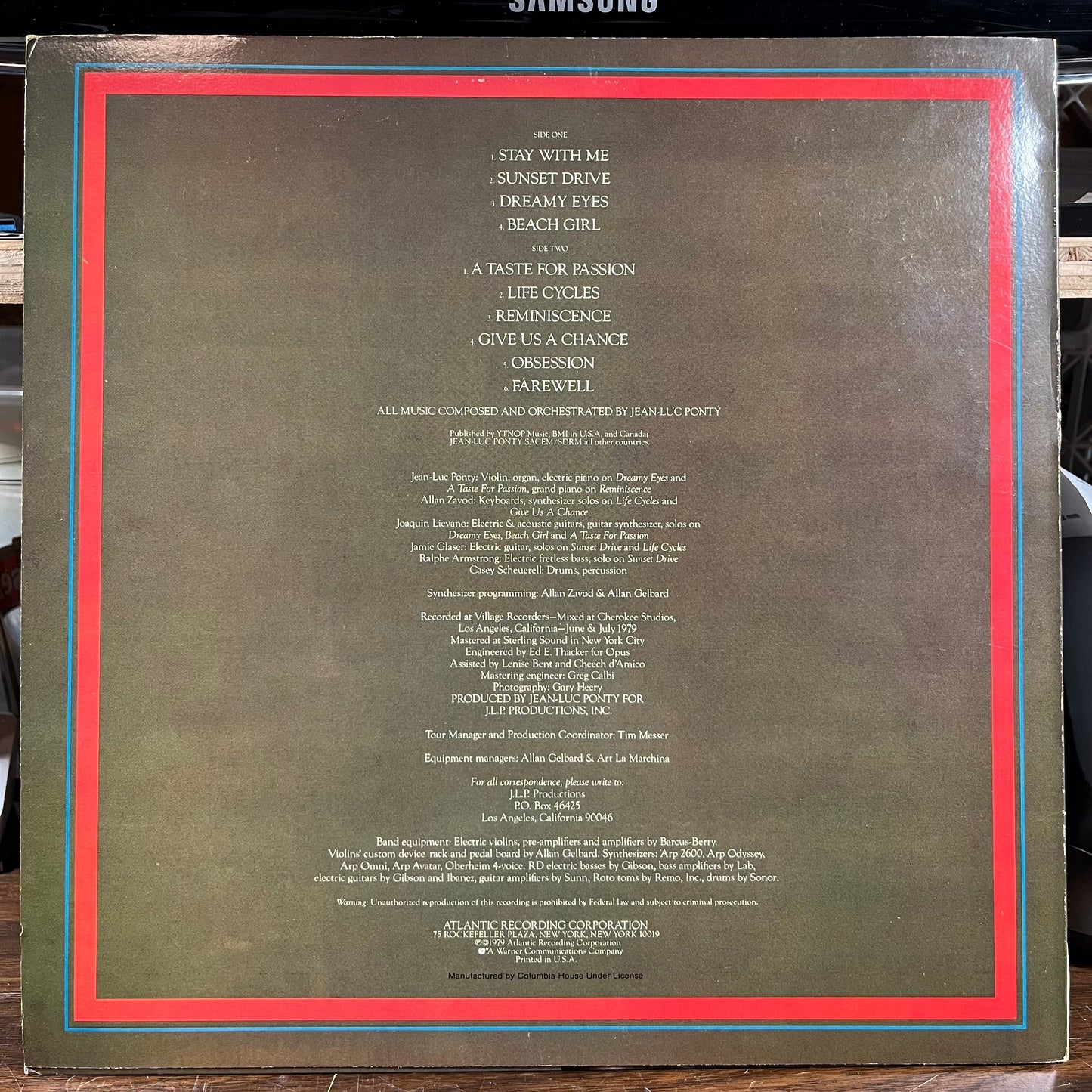 Jean-Luc Ponty - A Taste For Passion (VINYL) | Near Mint- (NM-) Near Mint- (NM-)-