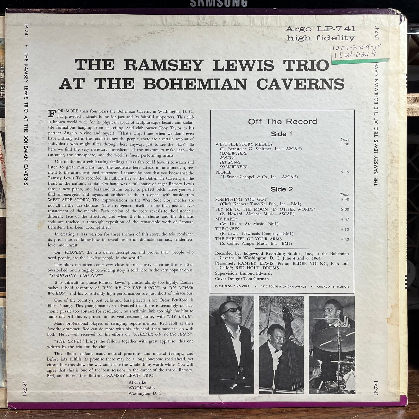 The Ramsey Lewis Trio - At The Bohemian Caverns (VINYL) | Near Mint- (NM-) Excellent (EX)-