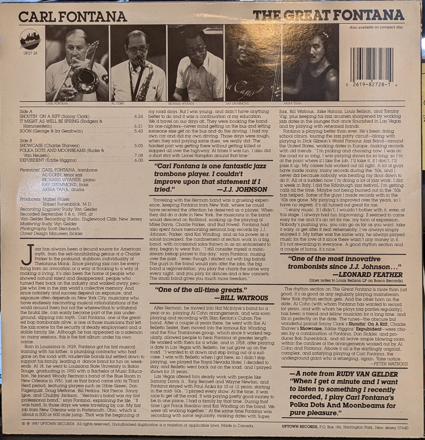Carl Fontana - The Great Fontana (VINYL) | Near Mint (NM) Near Mint (NM)-