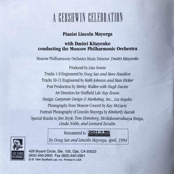 Lincoln Mayorga - A Gershwin Celebration (CD) | Near Mint (NM) Near Mint (NM)-