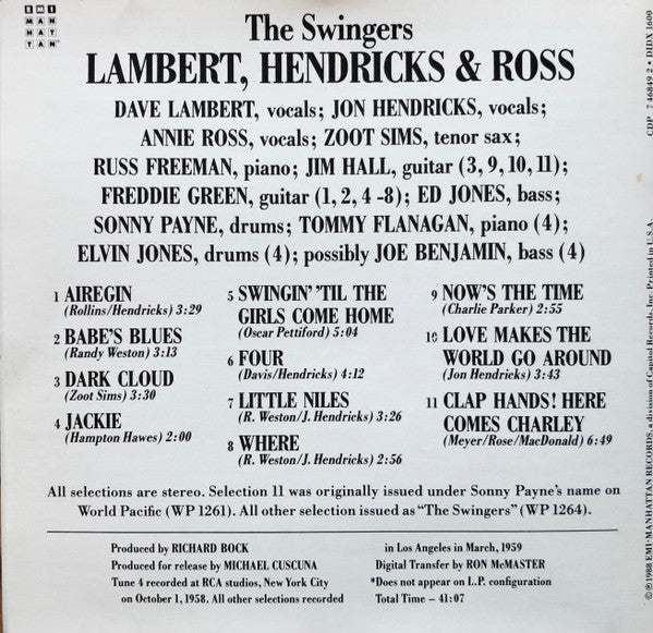 Lambert, Hendricks & Ross - The Swingers! (CD) | Near Mint (NM) Near Mint (NM)-